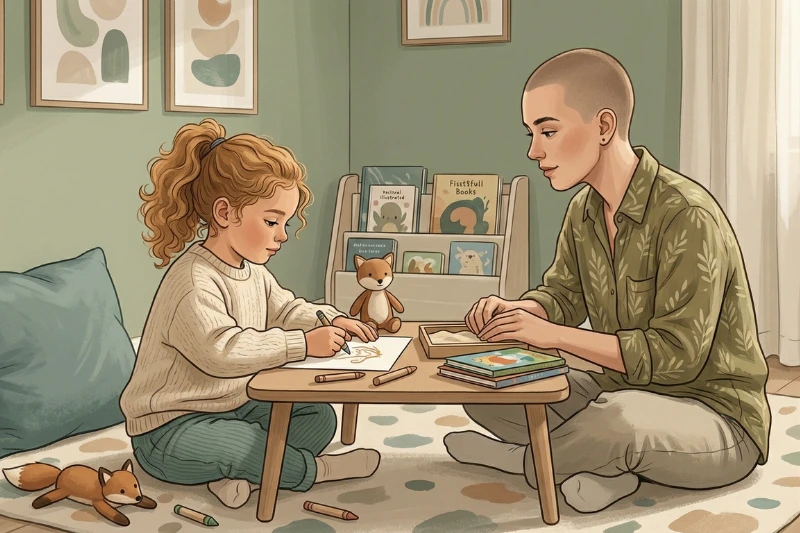 Child And Adult Drawing Together
