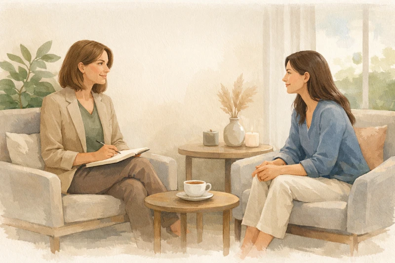 Watercolor Therapy Session Scene