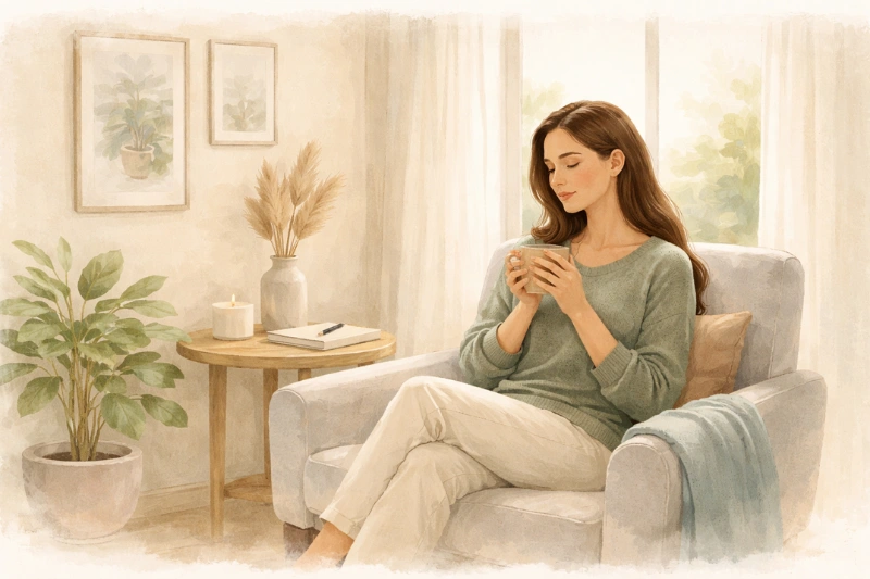 Woman Relaxing In Cozy Armchair (1)
